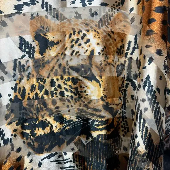 Women's Animal Print Blouse Kaftan Cover-Up One Size Mumu Old Money Mob Wife - Picture 4 of 10